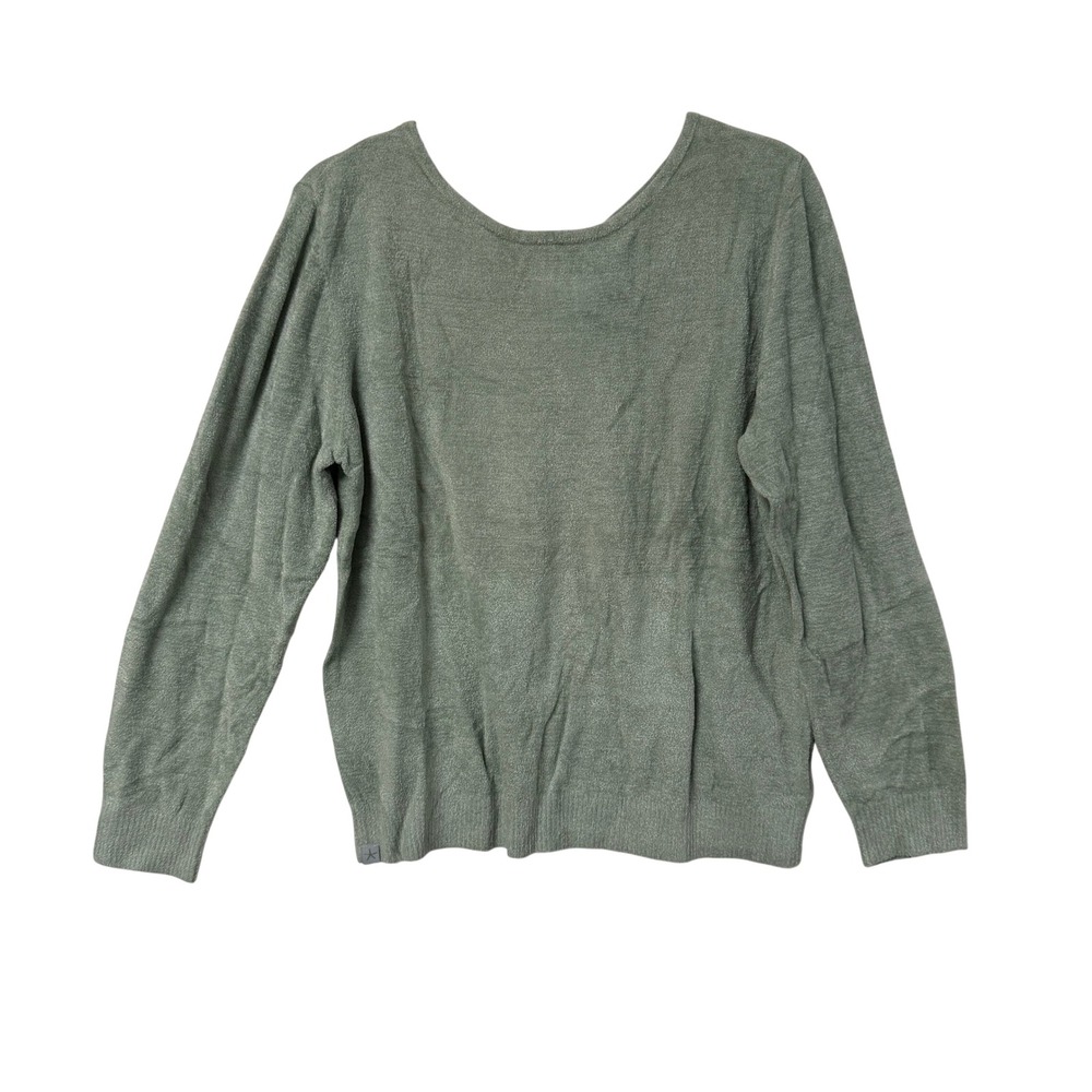 Barefoot Dreams CozyChic Ultra Lite Knot Back Pullover Jasper Green Large NEW